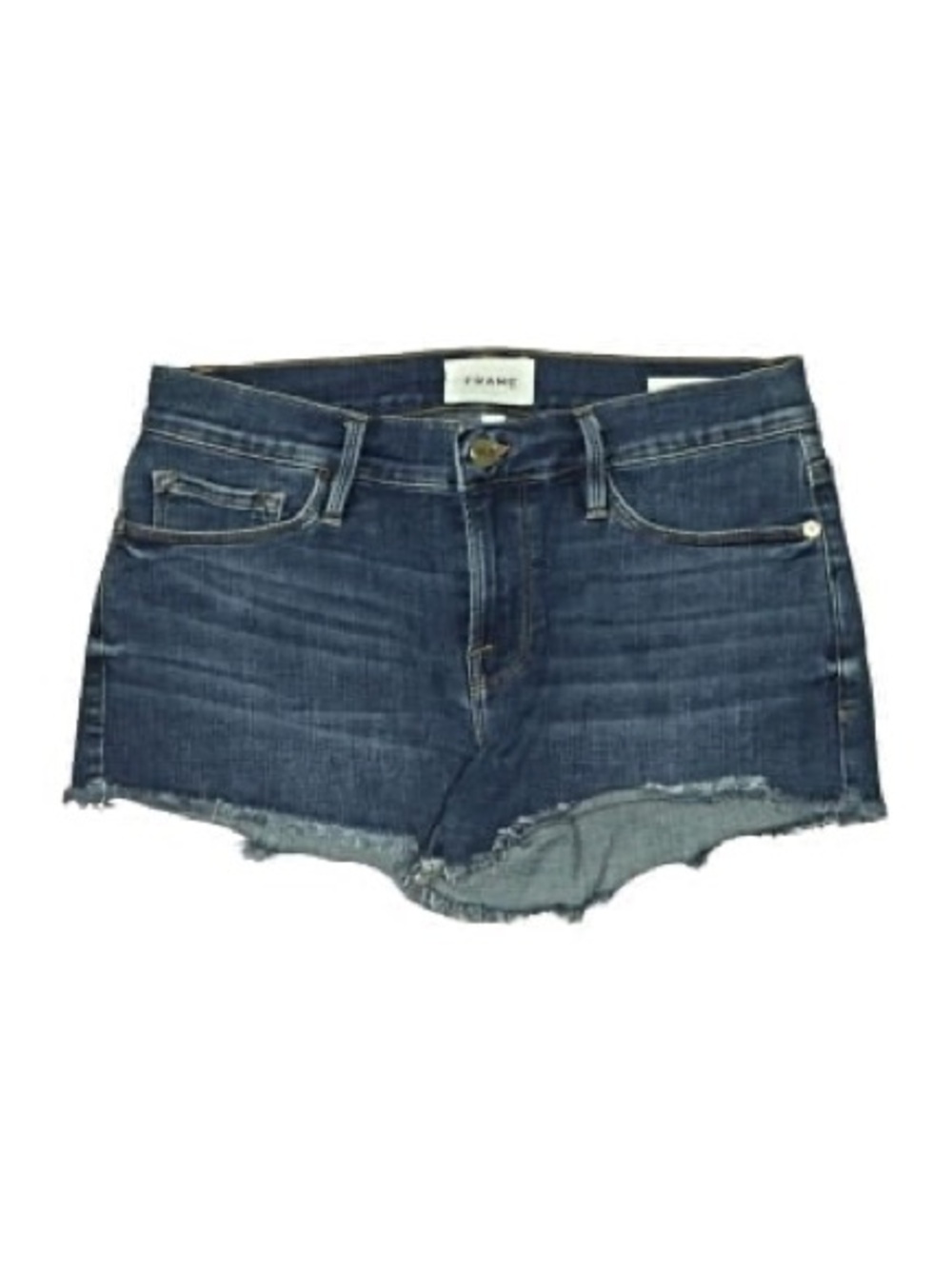 Frame Denim Dark Blue Frayed Hem Cutoff Shorts